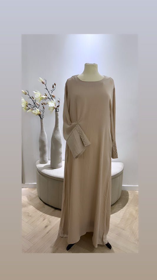 Linnen dress met knoopjes ~ beige